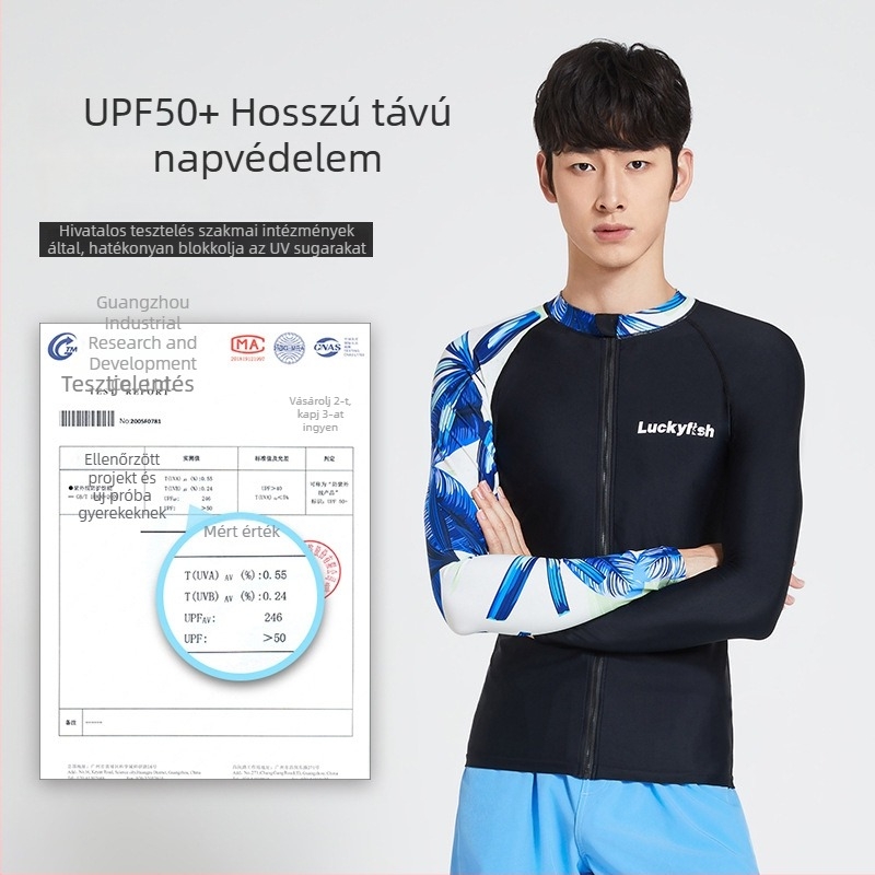 Férfi gyorsan száradó hosszú ujjú búvárruha UV védelemmel, plusz méret, búvárkodáshoz és szörfözéshez