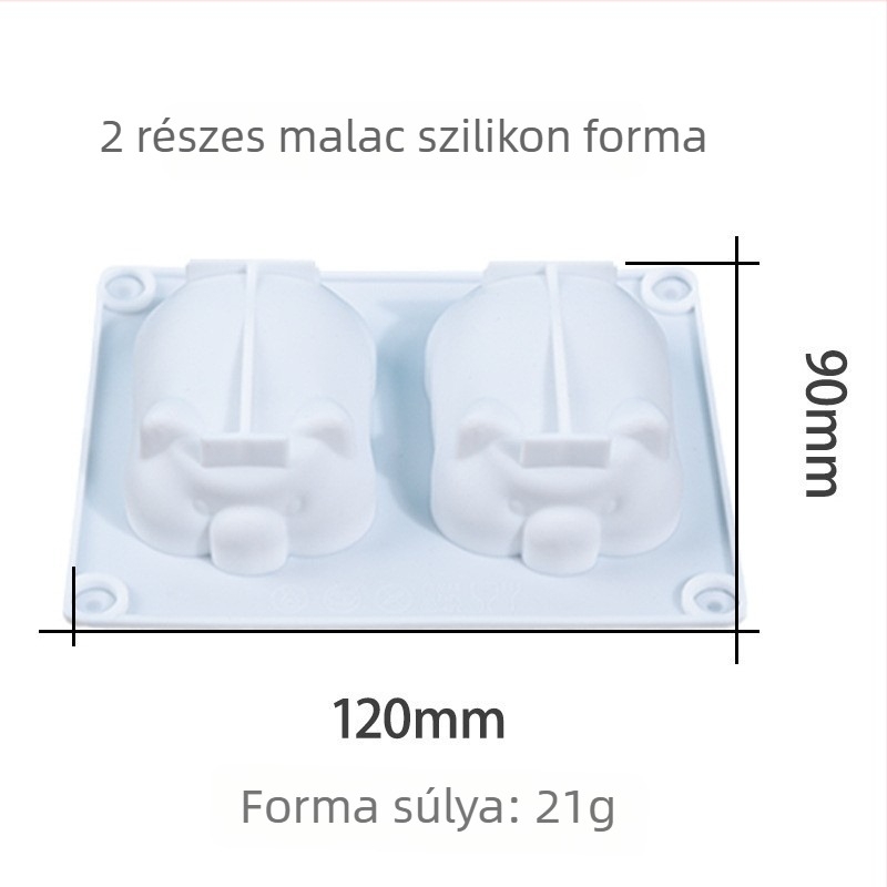 Két részes szilikon forma malac alakú mousse-tortákhoz és desszeritekhez