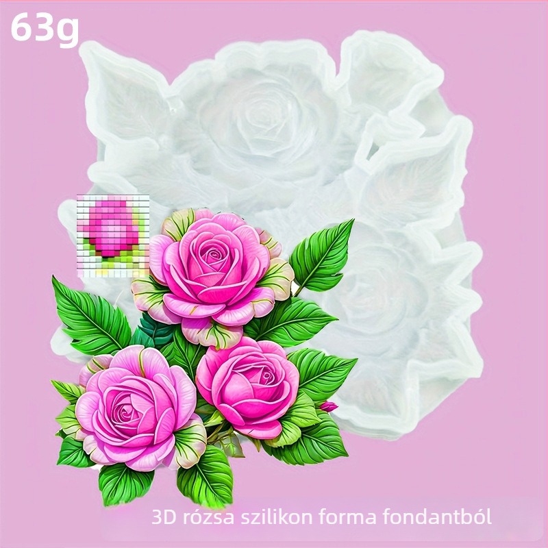 3D rózsa fondant szilikon forma, élelmiszer-minőségű, DIY sütéshez és kézműves projektekhez - gyertyák és gipsz