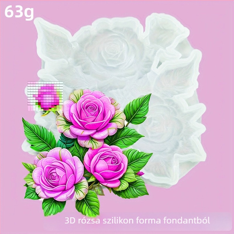 3D rózsa fondant szilikon forma, élelmiszer-minőségű, DIY sütéshez és kézműves projektekhez - gyertyák és gipsz