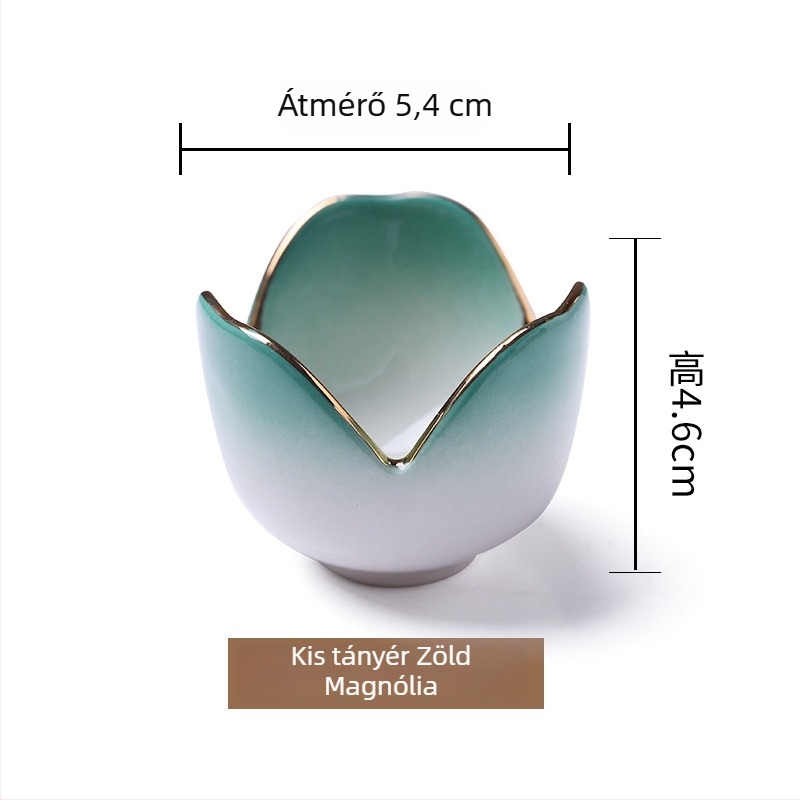 Japán stílusú porcelán mini tál négy rekeszben bambusz dobozban – desszerttál