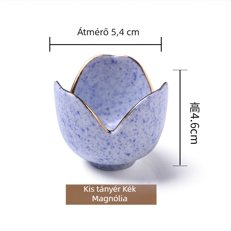 Japán stílusú porcelán mini tál négy rekeszben bambusz dobozban – desszerttál