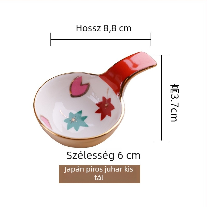 Japán stílusú porcelán mini tál négy rekeszben bambusz dobozban – desszerttál