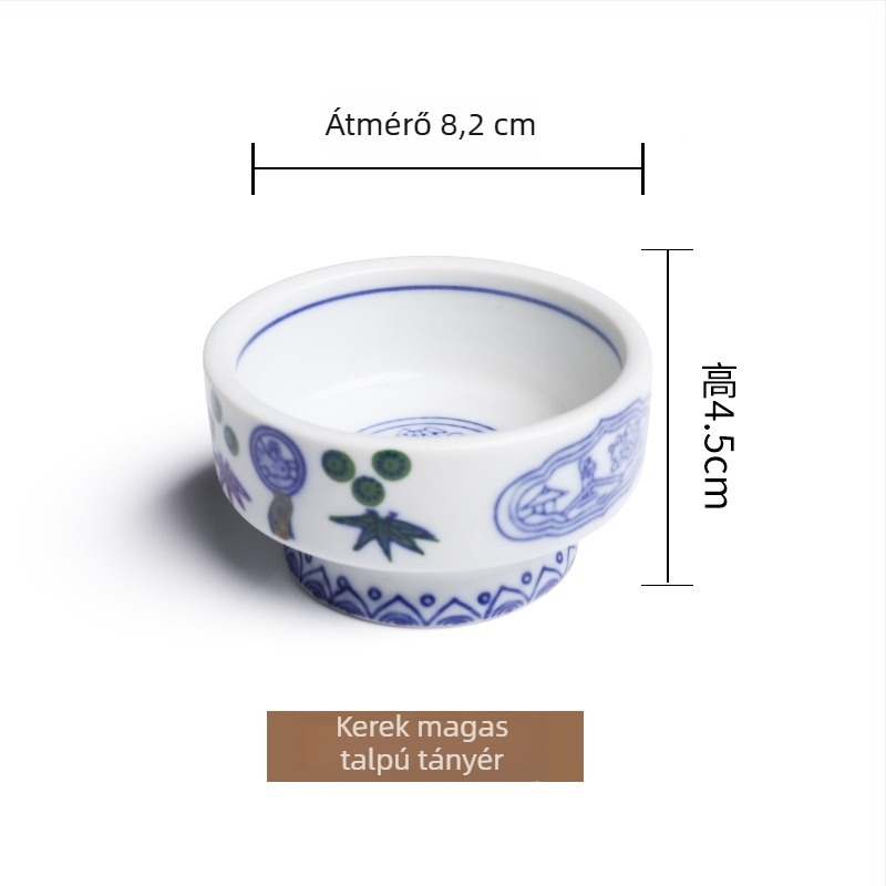 Japán stílusú porcelán mini tál négy rekeszben bambusz dobozban – desszerttál