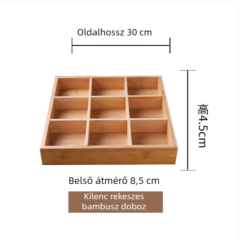 Japán stílusú porcelán mini tál négy rekeszben bambusz dobozban – desszerttál