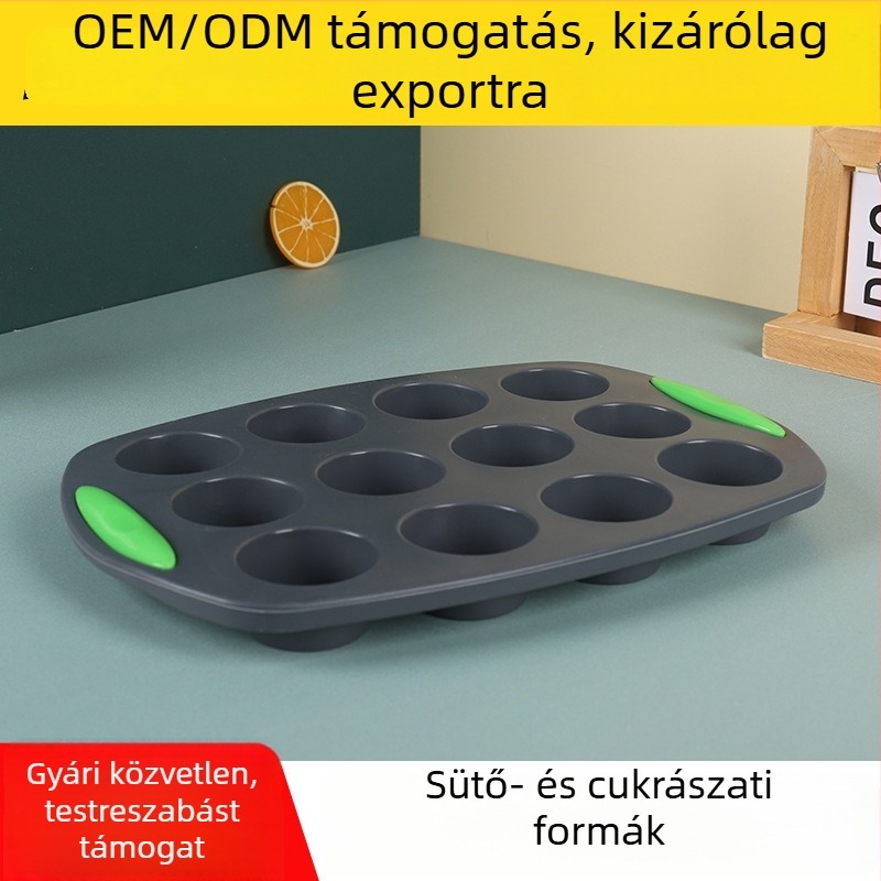 Xinlun 12 darabos szilikon muffin forma sütéshez, élelmiszer-biztonságos, szabálytalan alakú, sütőben használható, méretek 30×20.5×2.8 cm