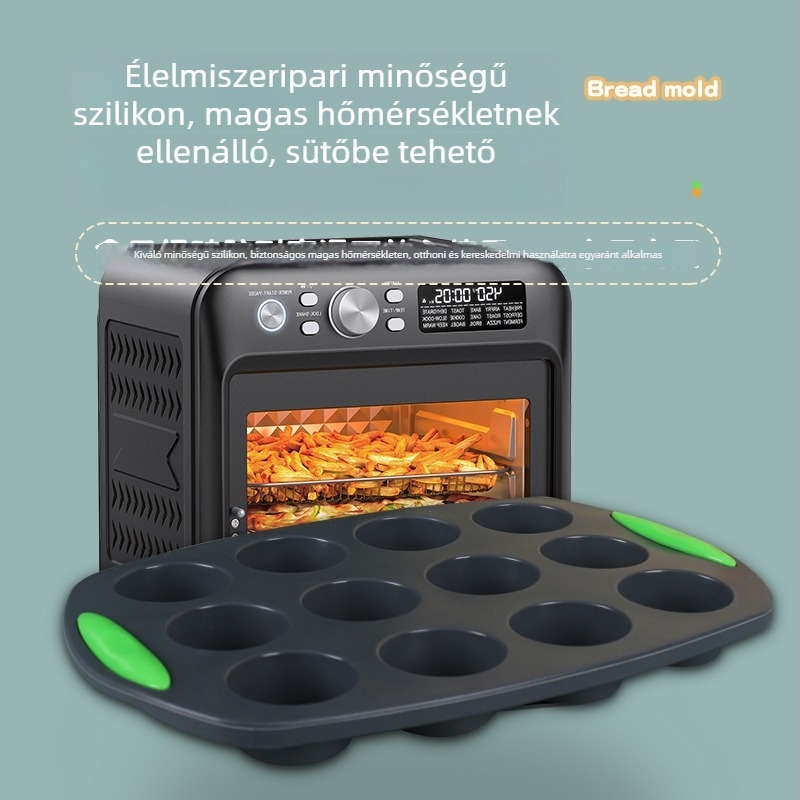 Xinlun 12 darabos szilikon muffin forma sütéshez, élelmiszer-biztonságos, szabálytalan alakú, sütőben használható, méretek 30×20.5×2.8 cm