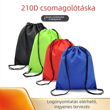 210T poliészter húzózsinóros hátizsák készlet – tartozék: cipőzsák és színes húzózsinóros tasakok