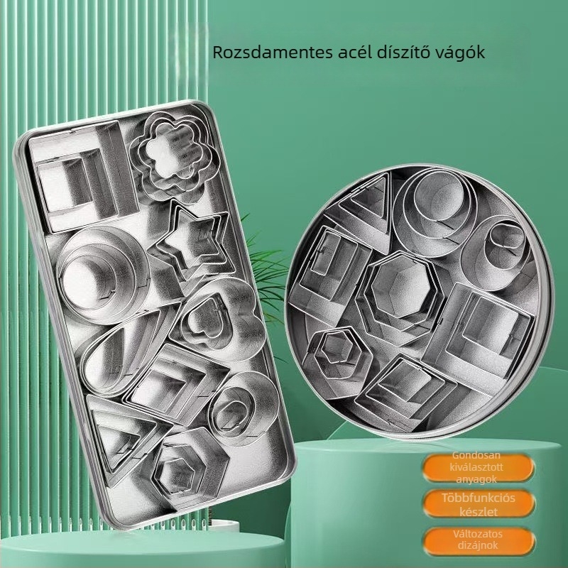 31 darabos karácsonyi sütiforma készlet rozsdamentes acélból, mini fondant formák, sütési eszközök, poligonális kekszformák.