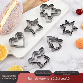 Rozsdamentes acélból készült szív alakú kekszforma – kekszhez, fondathoz és tortákhoz, sütőeszköz