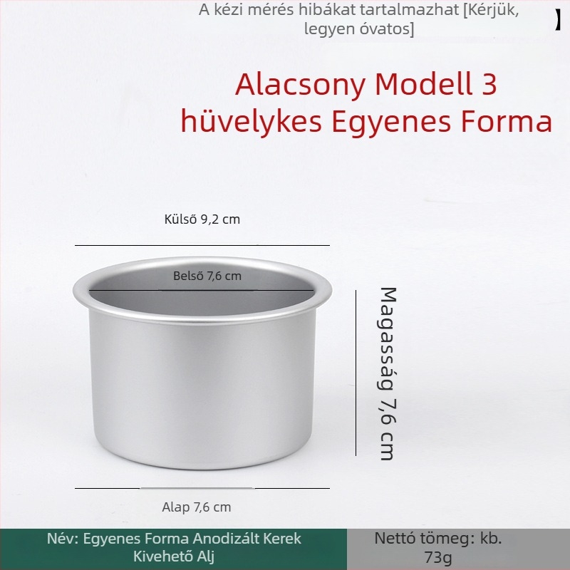 3 hüvelykes chiffon tortaforma, 7,6 cm magas, anódizált alj, egyenes oldalak, sík él, kör alakú sütőforma