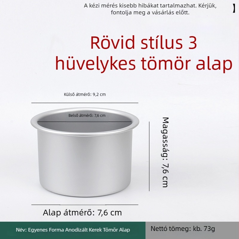 3 hüvelykes chiffon tortaforma, 7,6 cm magas, anódizált alj, egyenes oldalak, sík él, kör alakú sütőforma