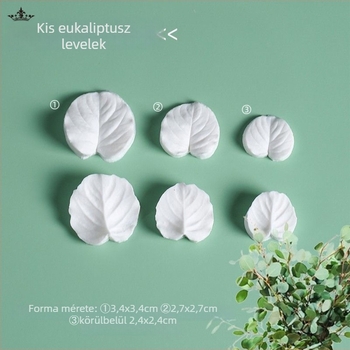 Szilikon fondant forma tortához, kétoldalas reliefes, eukaliptuszlevél és pénzfa mintával