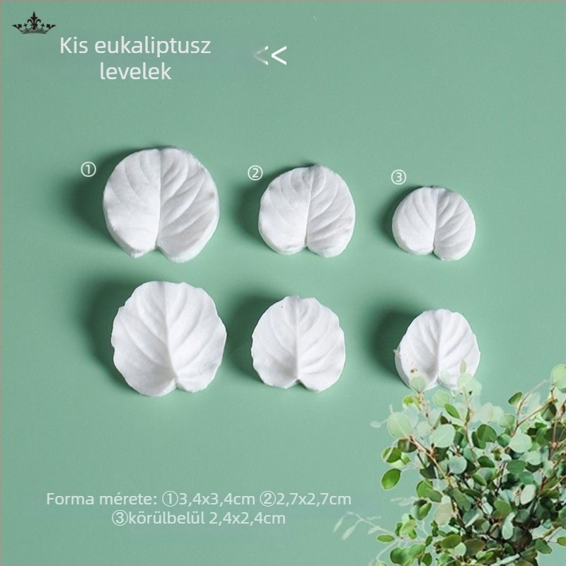 Szilikon fondant forma tortához, kétoldalas reliefes, eukaliptuszlevél és pénzfa mintával
