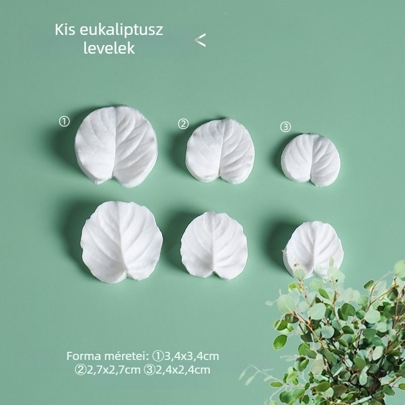Szilikon fondant forma tortához, kétoldalas reliefes, eukaliptuszlevél és pénzfa mintával