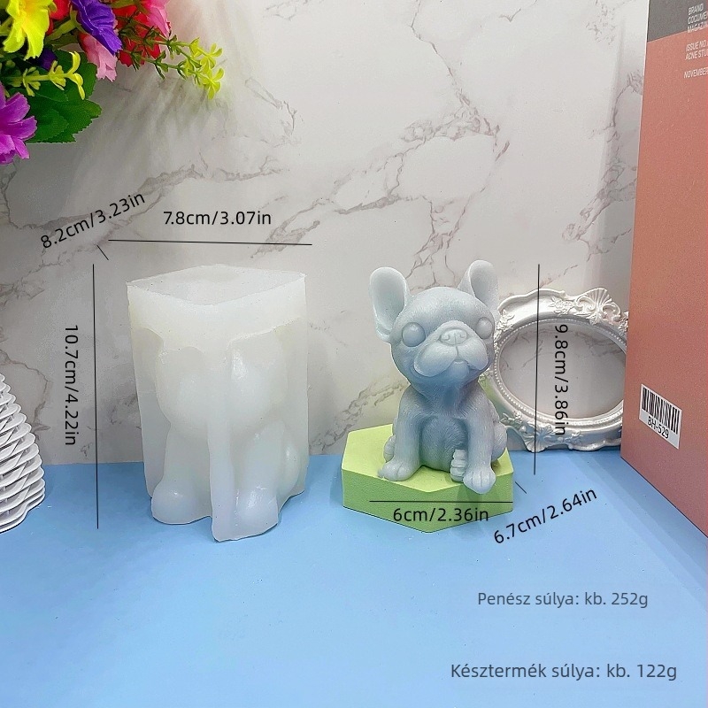 Cuki 3D szilikon forma bulldog alakú DIY aromaterápiás gyertyákhoz és gyanta dekorációkhoz