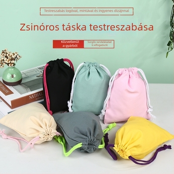 Raktáron lévő pamut vázas vászon húzózsinóros tasakok, testre szabható logóval és mintázat nyomtatással, ékszertároló és kézműves zacskók