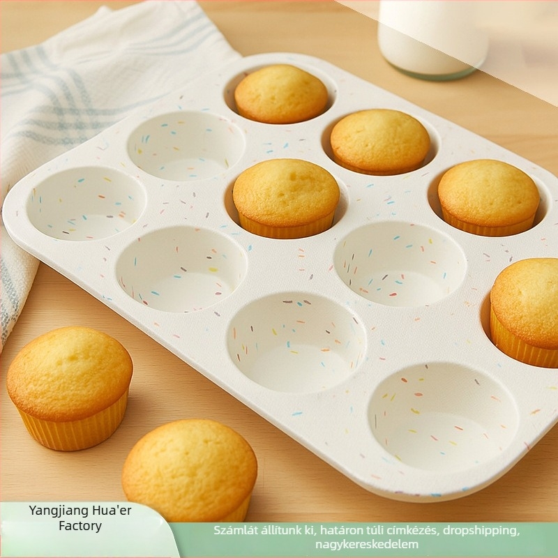 Raktáron: élelmiszer-biztonságú szilikon 12 rekesz muffin- és süteményforma otthoni sütéshez