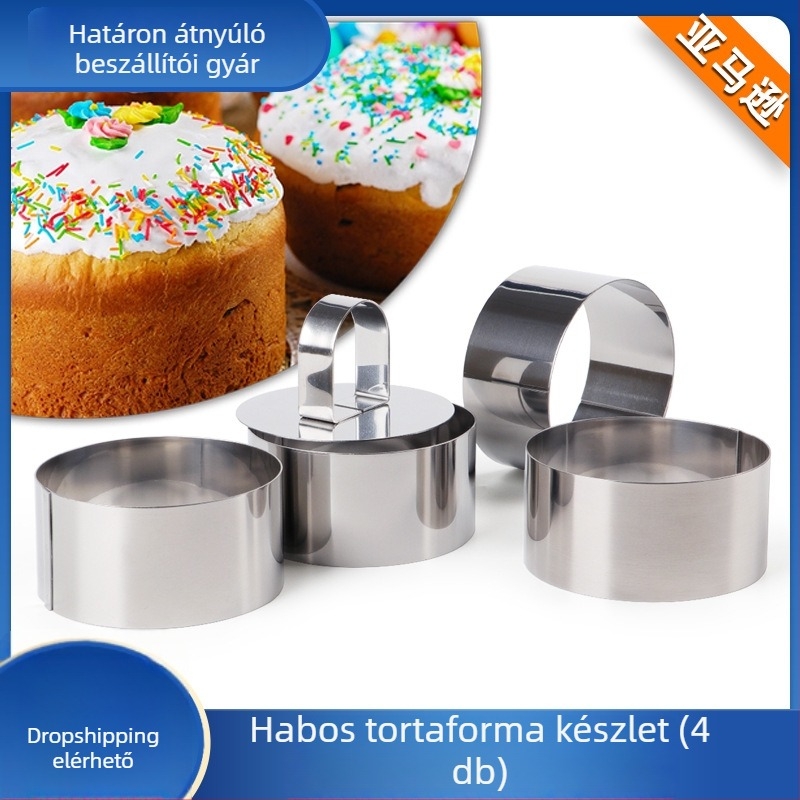 Négy darab kör alakú mousse gyűrű rozsdamentes acélból sütéshez