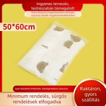 50x60 cm-es extrán vastag, átlátszó CPE EVA matt cipzáras ruhacsomagoló tasak