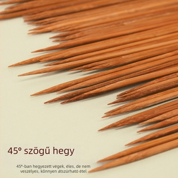Szénizált bambusznyársak, rendkívül kemények, 3,0 mm átmérő, 30 cm hosszú, egyszer használatos grillhez