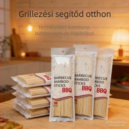 Egyszer használatos bambusz nyársak grillhez – kolbász, oden és gyümölcs, szabadtéri kempingezéshez