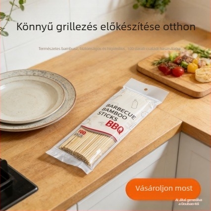 Egyszer használatos bambusz nyársak grillhez – kolbász, oden és gyümölcs, szabadtéri kempingezéshez