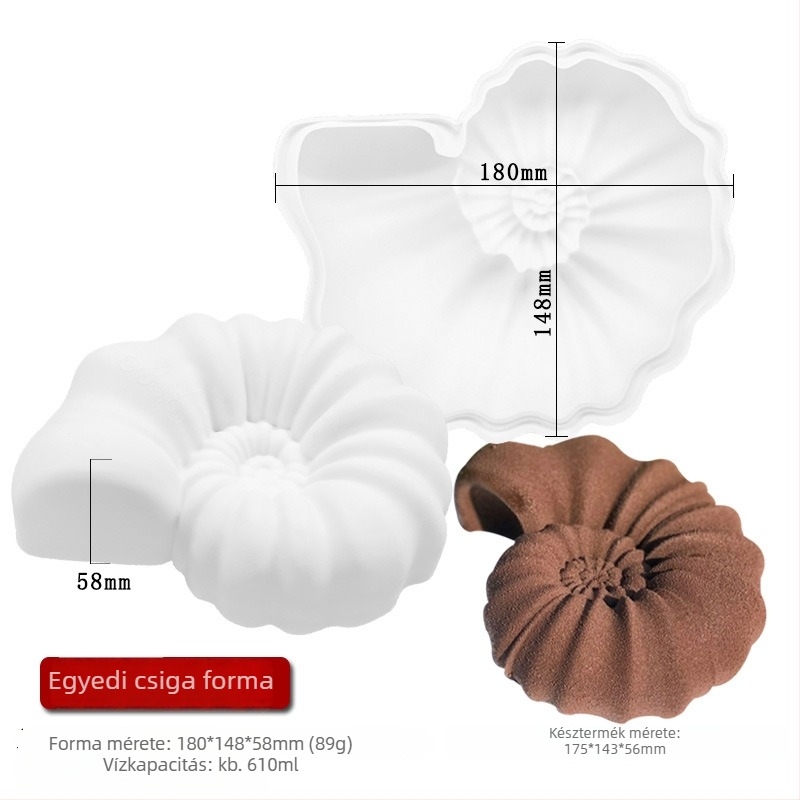 Szilikon forma csiga/kagyló alakú francia mousse tortához és csokoládés desszertekhez