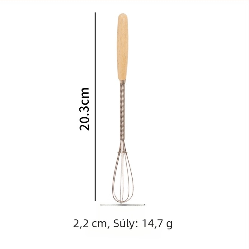 Fából készült fogantyúval rendelkező kézi tojáshabzó, mini mixer, rozsdamentes acél, háztartási használat, japán stílus