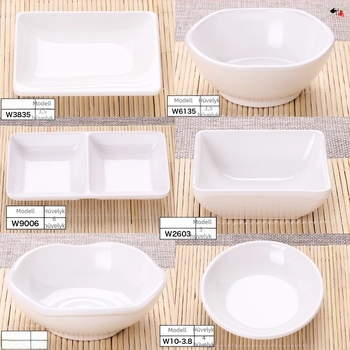 Kétrekeszes melamin tál porcelánhatású, kis mártogatós tál hot pothoz, átmérő 12–14,9 cm