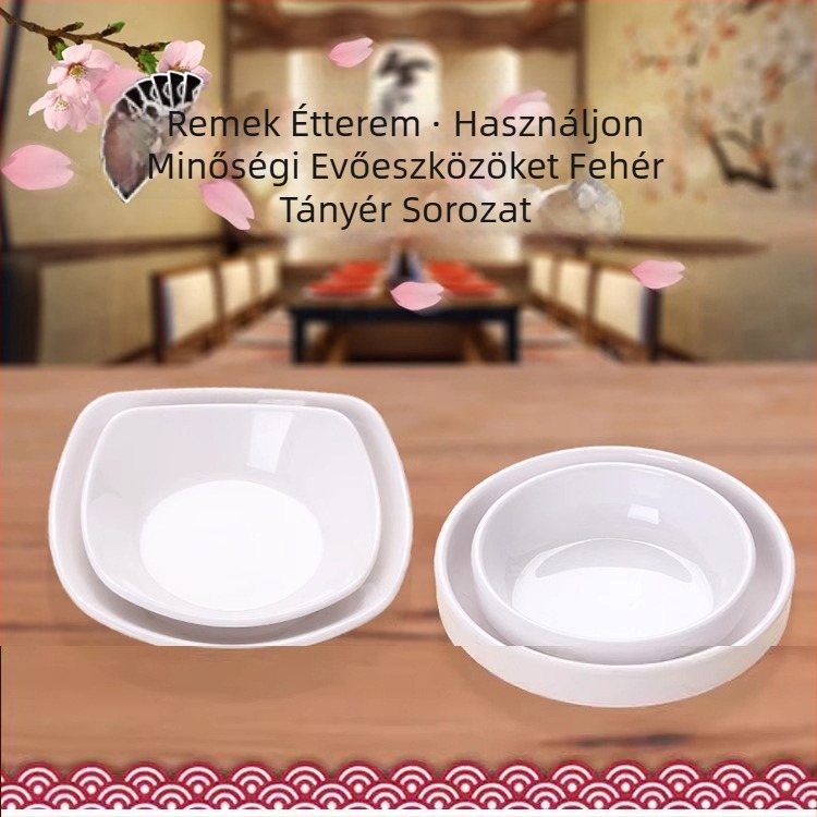 Kétrekeszes melamin tál porcelánhatású, kis mártogatós tál hot pothoz, átmérő 12–14,9 cm