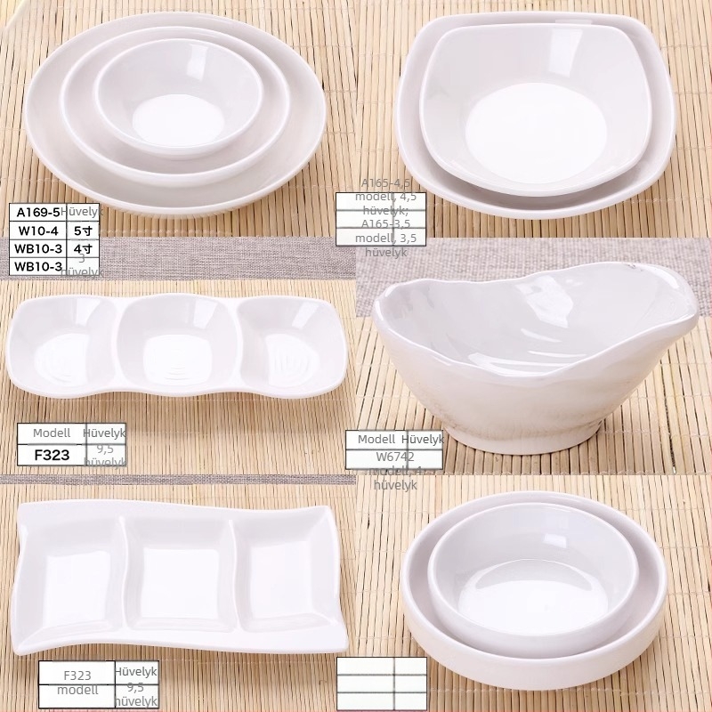 Kétrekeszes melamin tál porcelánhatású, kis mártogatós tál hot pothoz, átmérő 12–14,9 cm