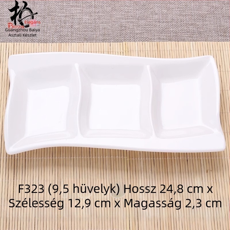 Kétrekeszes melamin tál porcelánhatású, kis mártogatós tál hot pothoz, átmérő 12–14,9 cm