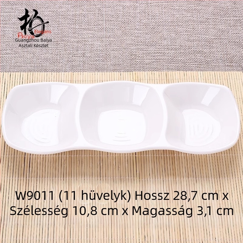 Kétrekeszes melamin tál porcelánhatású, kis mártogatós tál hot pothoz, átmérő 12–14,9 cm