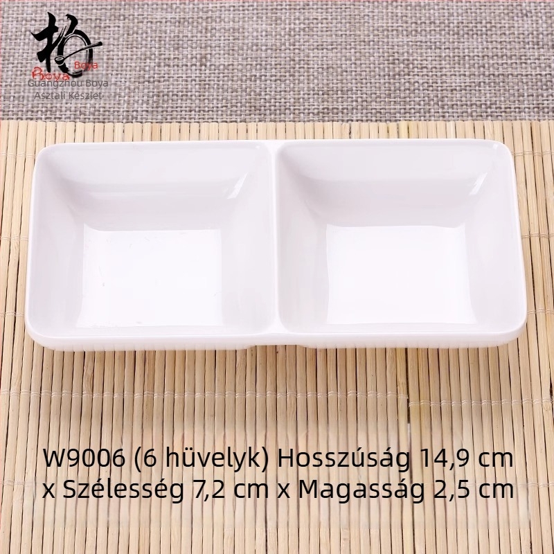 Kétrekeszes melamin tál porcelánhatású, kis mártogatós tál hot pothoz, átmérő 12–14,9 cm