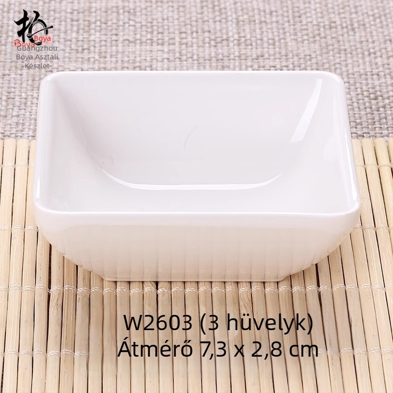 Kétrekeszes melamin tál porcelánhatású, kis mártogatós tál hot pothoz, átmérő 12–14,9 cm