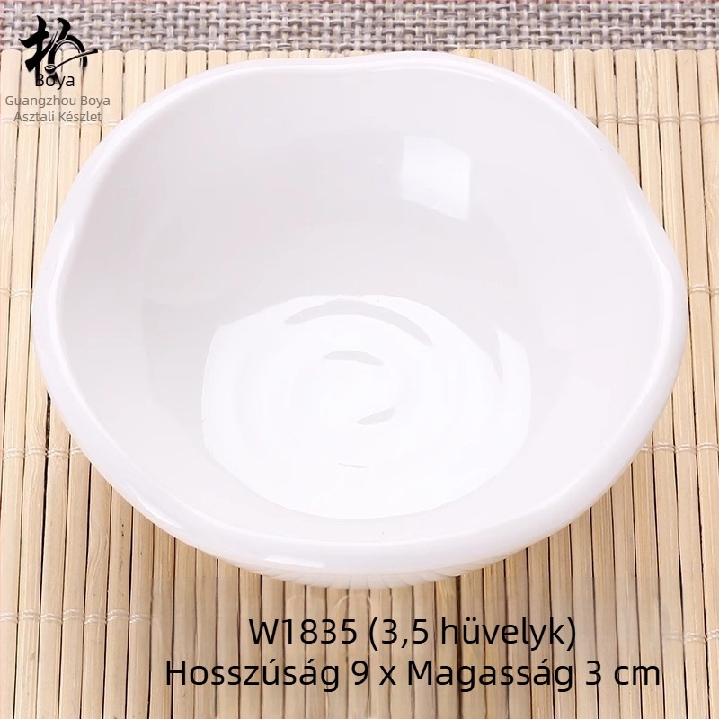 Kétrekeszes melamin tál porcelánhatású, kis mártogatós tál hot pothoz, átmérő 12–14,9 cm