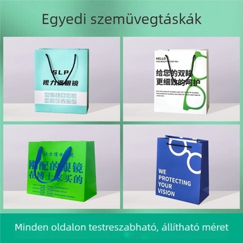 Személyre szabott logóval készült kézitáska, ajándék táska, fehér kartonból, ofszet nyomtatás, forró bélyegzés