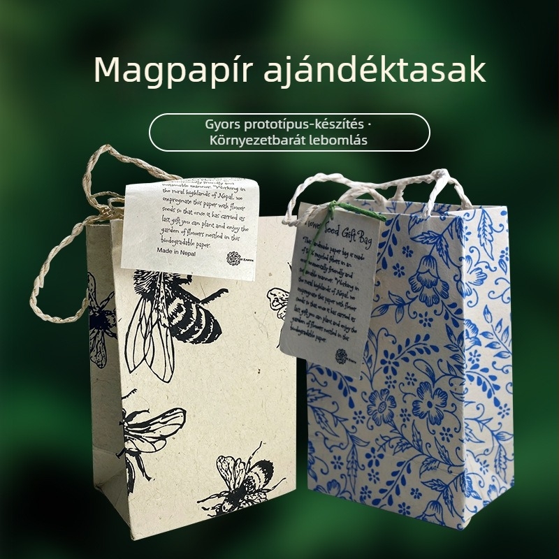 Magvas papírtáska, vastag kraftpapírtáska ajándéktasak színes nyomtatással