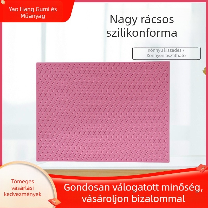 Csipkés szélű szilikon tortaforma, nagy kockás bordúrával, csokoládé és fondant készítéséhez