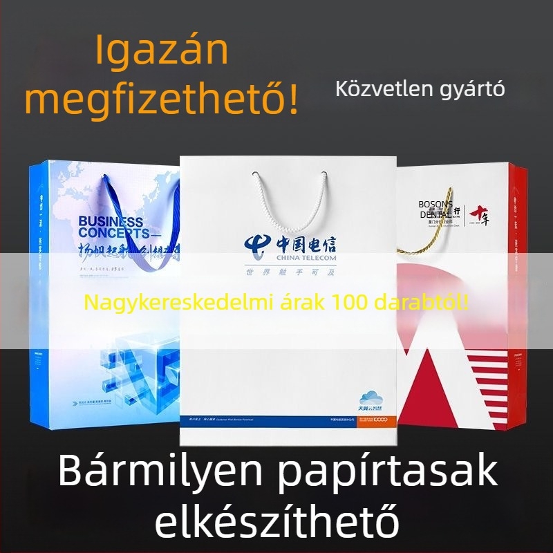 Egyedi vállalati papírtáskák logónyomtatással, ajándéktáskák, reklámcélú bevásárlótáskák és kiállítási csomagolótasakok