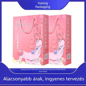 Fehér kartonból készült bevásárló táska logóval, ruházati és optikai üzletek számára