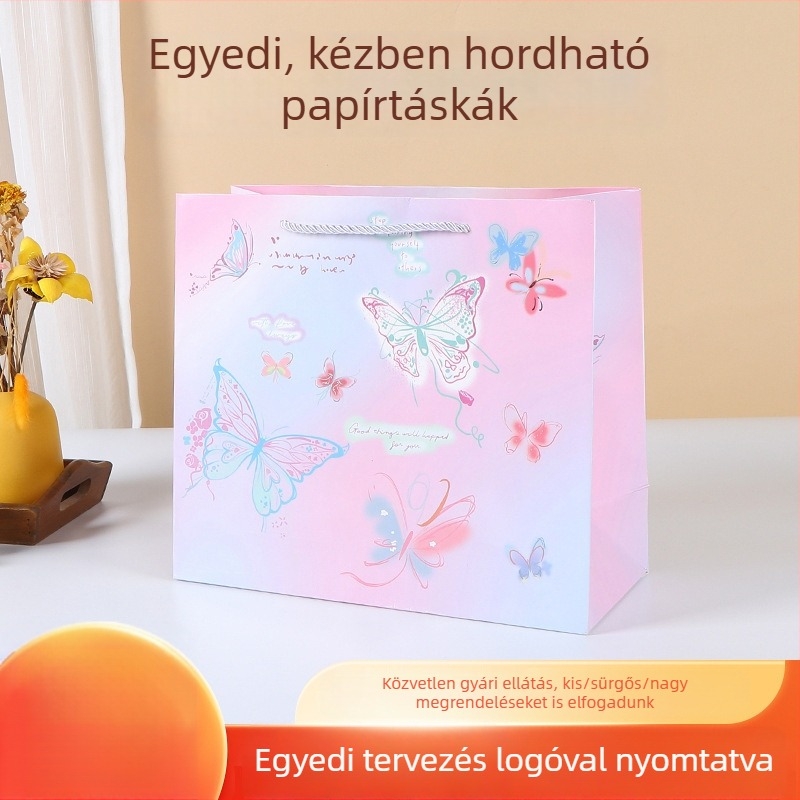 Személyre szabott Pillangó sorozat ajándéktáska – papír kézitáska, nagy kapacitású, születésnapokra, esküvőkre és ünnepekre