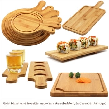 Bambuszból készült tálca - pizza deszka, kerek vagy négyszögletes, átmérő 20 cm