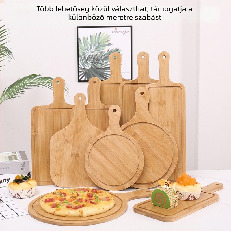 Bambuszból készült tálca - pizza deszka, kerek vagy négyszögletes, átmérő 20 cm