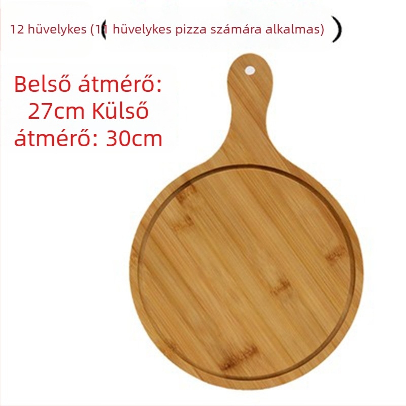 Bambuszból készült tálca - pizza deszka, kerek vagy négyszögletes, átmérő 20 cm