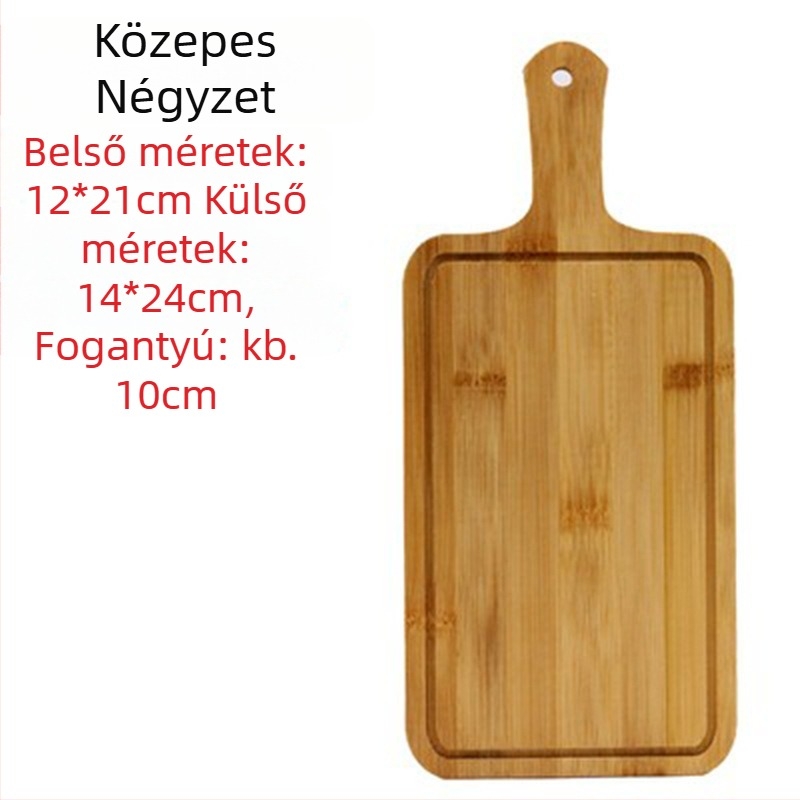 Bambuszból készült tálca - pizza deszka, kerek vagy négyszögletes, átmérő 20 cm