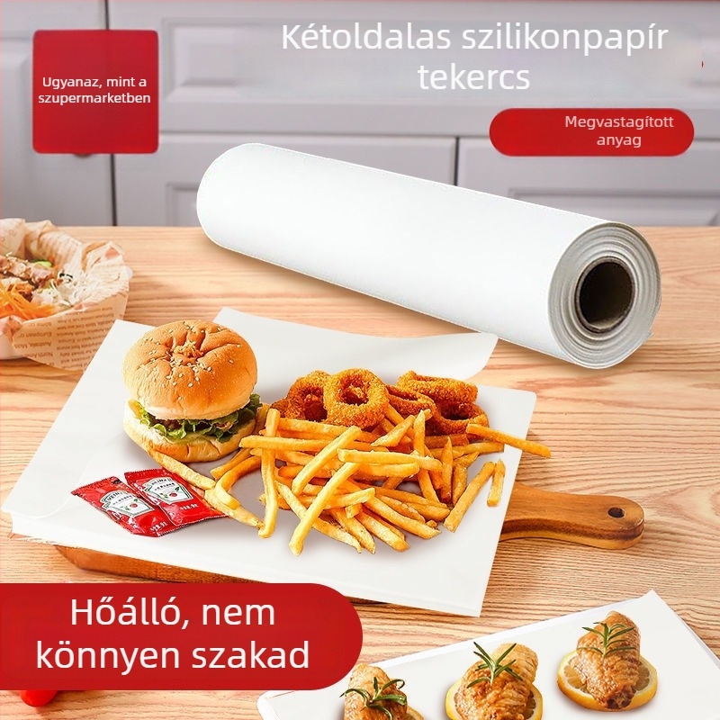 Konyhai extrán vastag szilikon sütőpapír, sütőpapír, zsiradékot felszívó papír, alumíniumfólia a sütőhöz