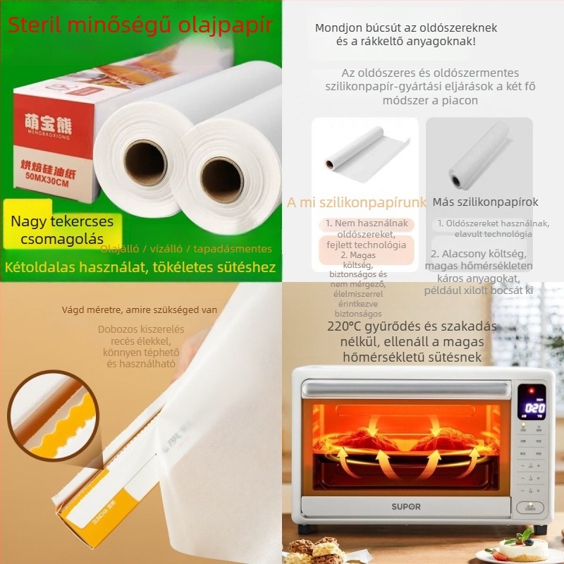 Konyhai extrán vastag szilikon sütőpapír, sütőpapír, zsiradékot felszívó papír, alumíniumfólia a sütőhöz