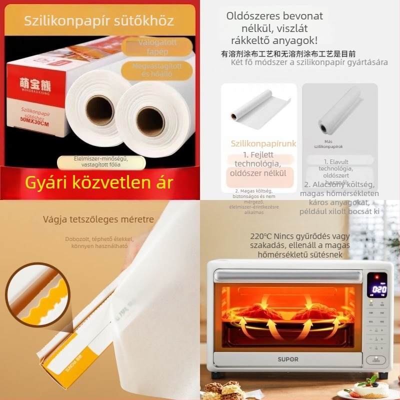 Konyhai extrán vastag szilikon sütőpapír, sütőpapír, zsiradékot felszívó papír, alumíniumfólia a sütőhöz